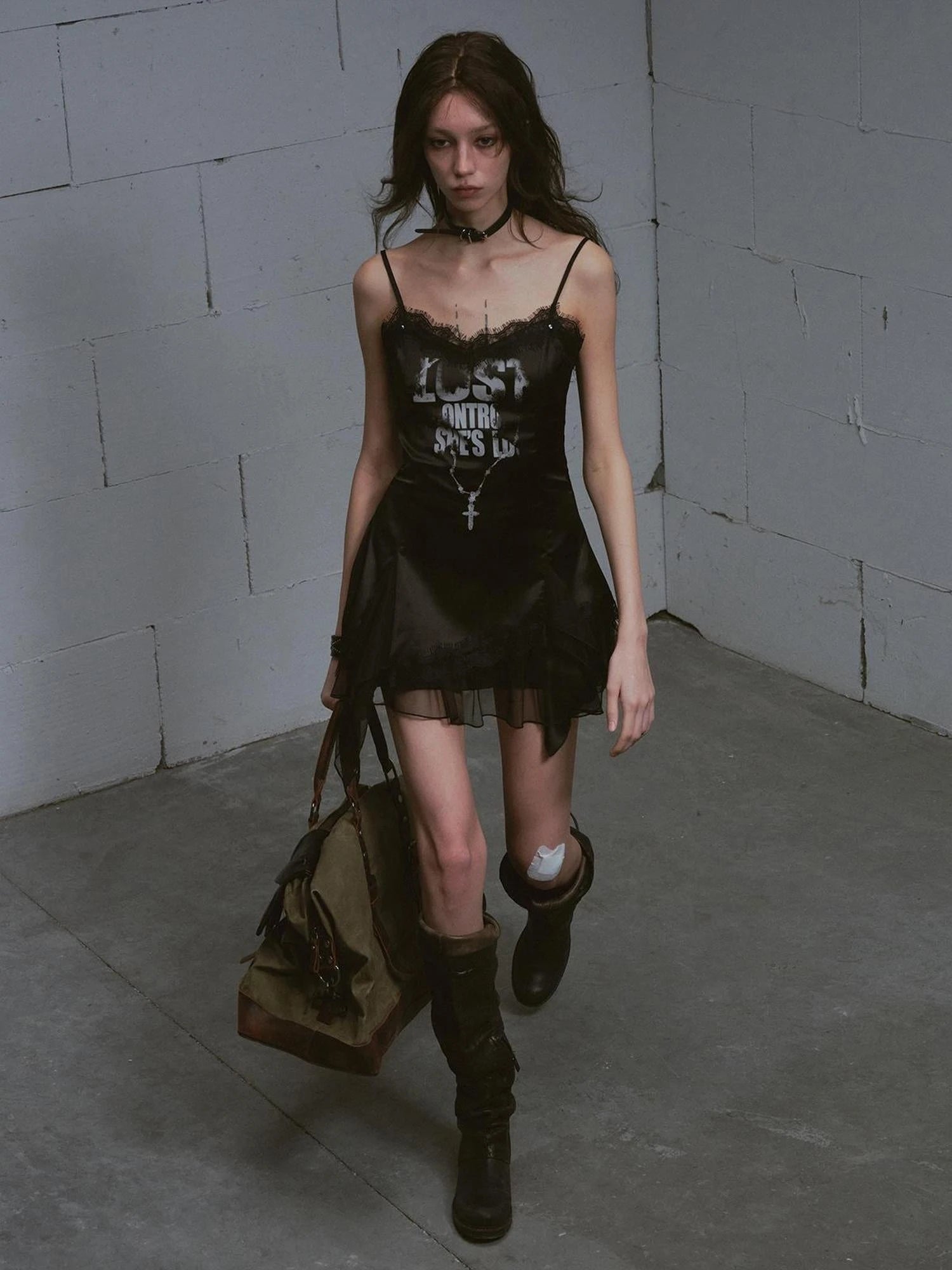 Chain Print Satin Slip Dress