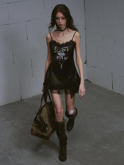 Chain Print Satin Slip Dress