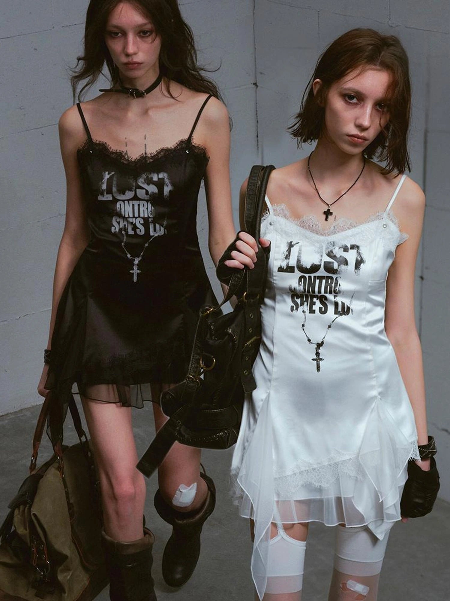 Chain Print Satin Slip Dress