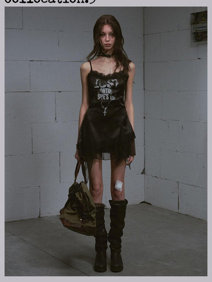 Update c Chain Print Satin Slip Dress