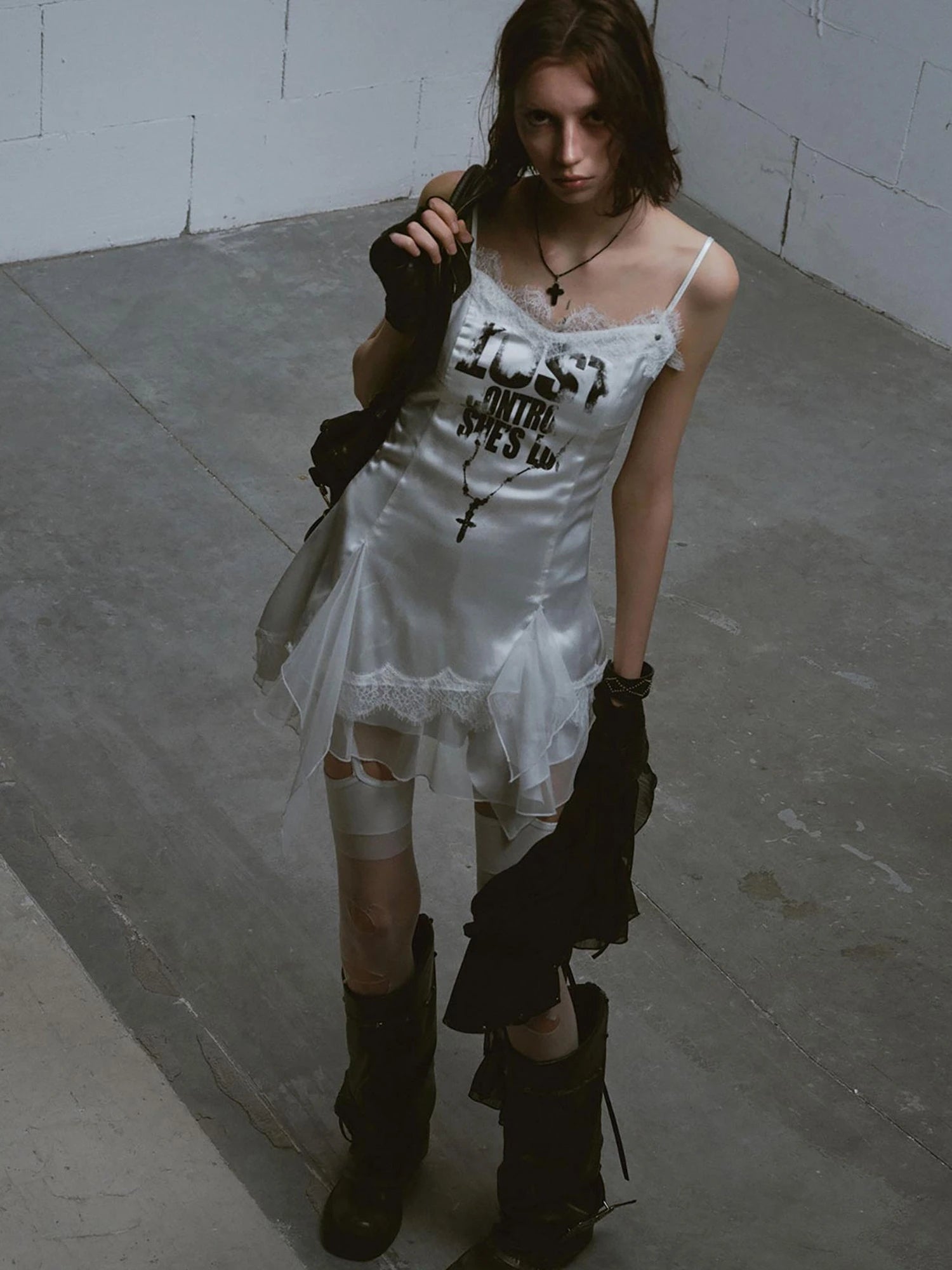 Chain Print Satin Slip Dress