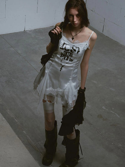 Chain Print Satin Slip Dress