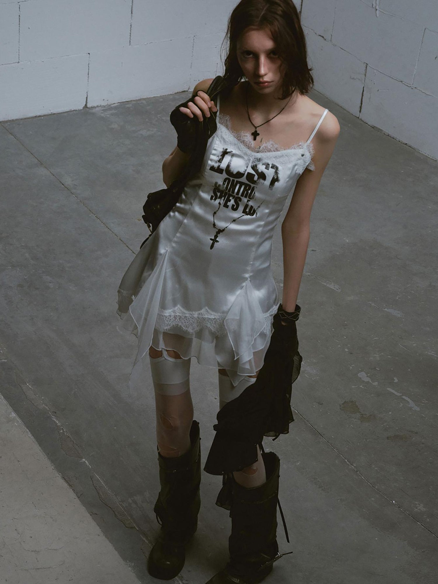 Update c Chain Print Satin Slip Dress