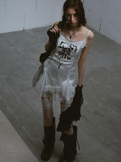 Update c Chain Print Satin Slip Dress
