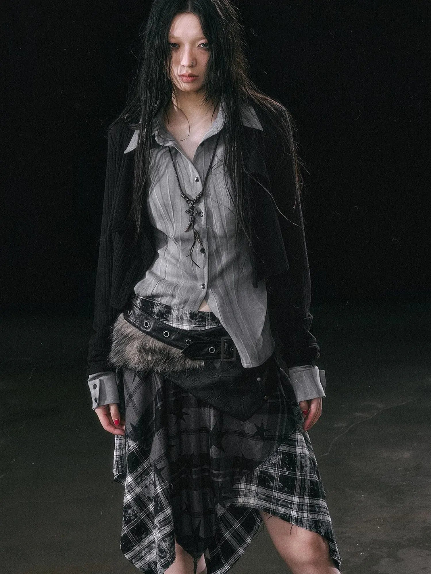 Contrast Patchwork Fake Two Layer Shirt