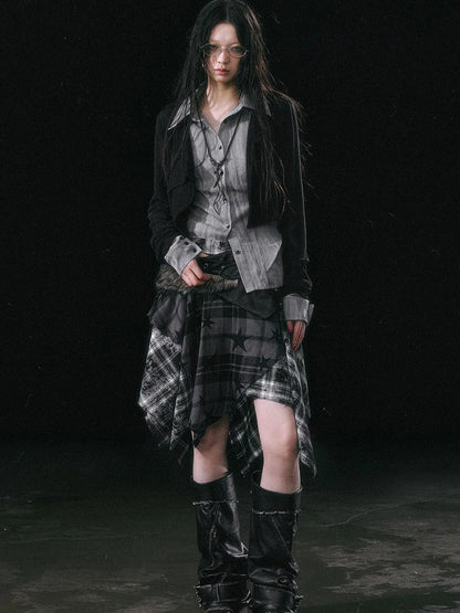 Contrast Patchwork Fake Two Layer Shirt