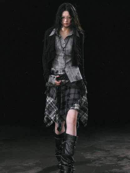 Contrast Patchwork Fake Two Layer Shirt