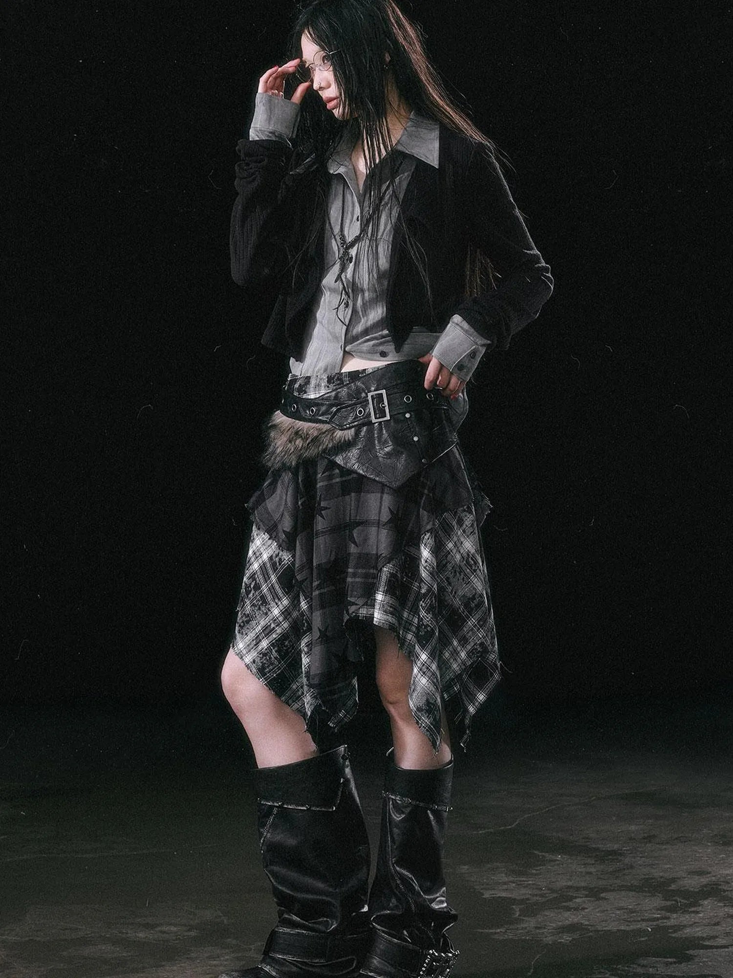 Contrast Patchwork Fake Two Layer Shirt