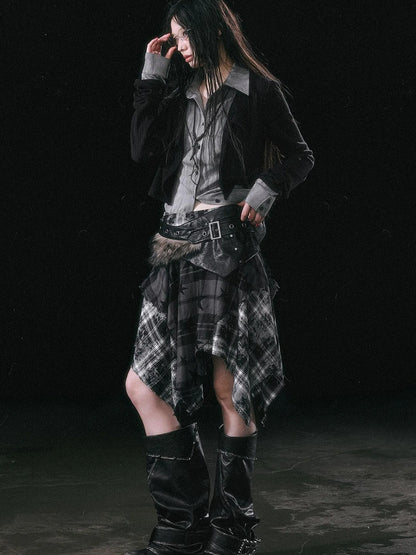 Contrast Patchwork Fake Two Layer Shirt