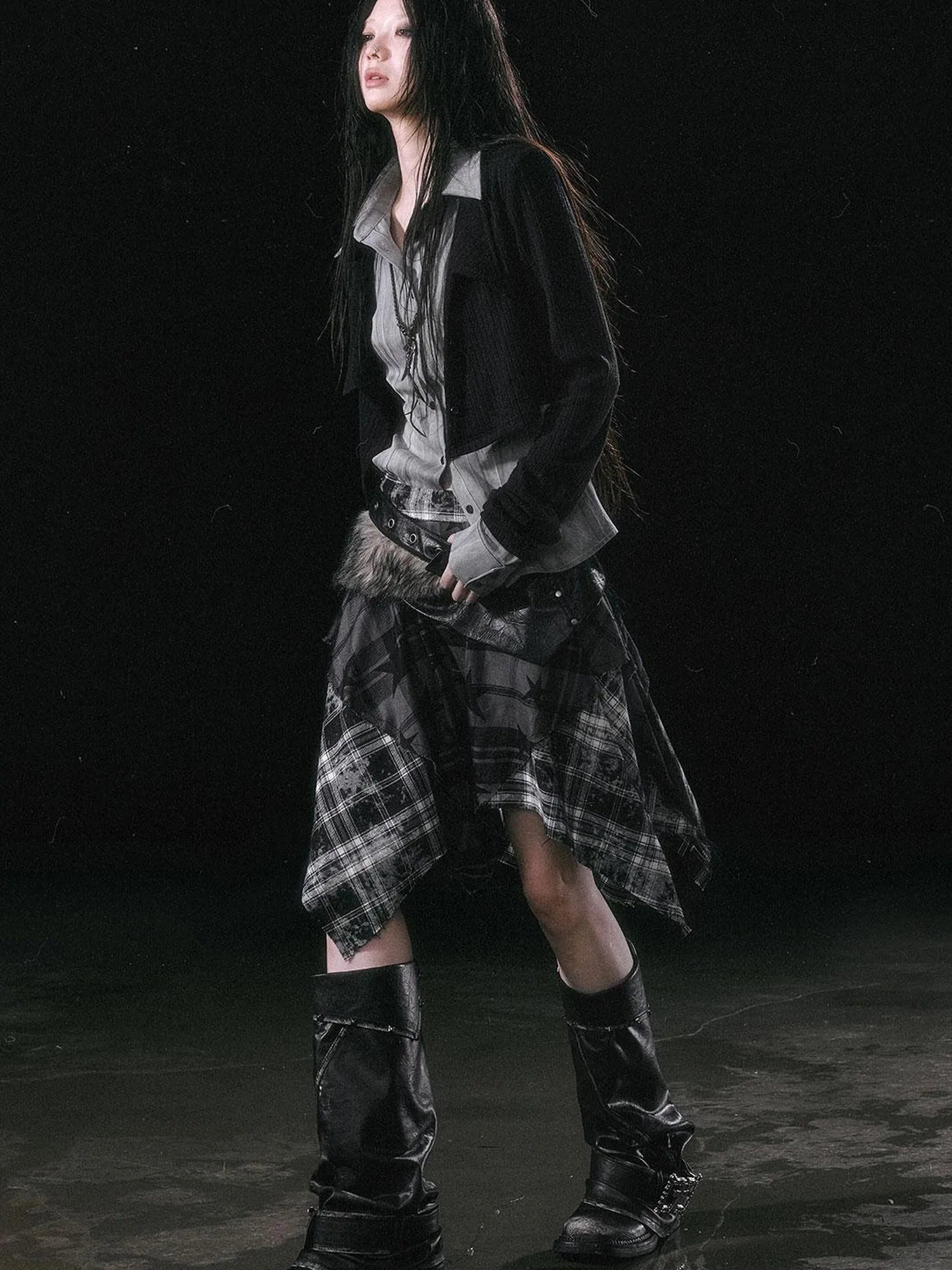 Contrast Patchwork Fake Two Layer Shirt