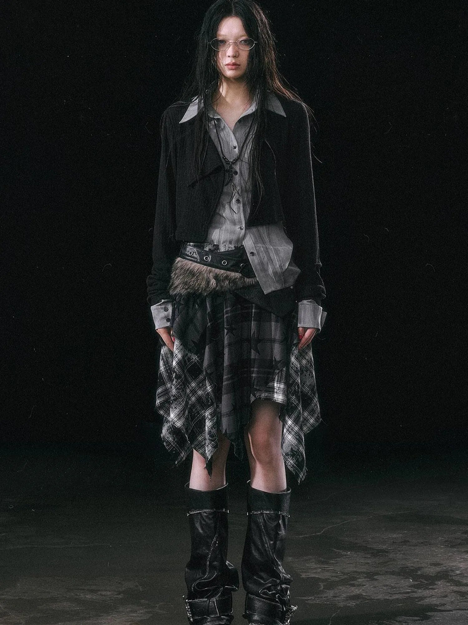 Contrast Patchwork Fake Two Layer Shirt