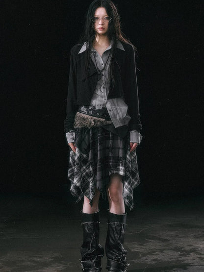 Contrast Patchwork Fake Two Layer Shirt