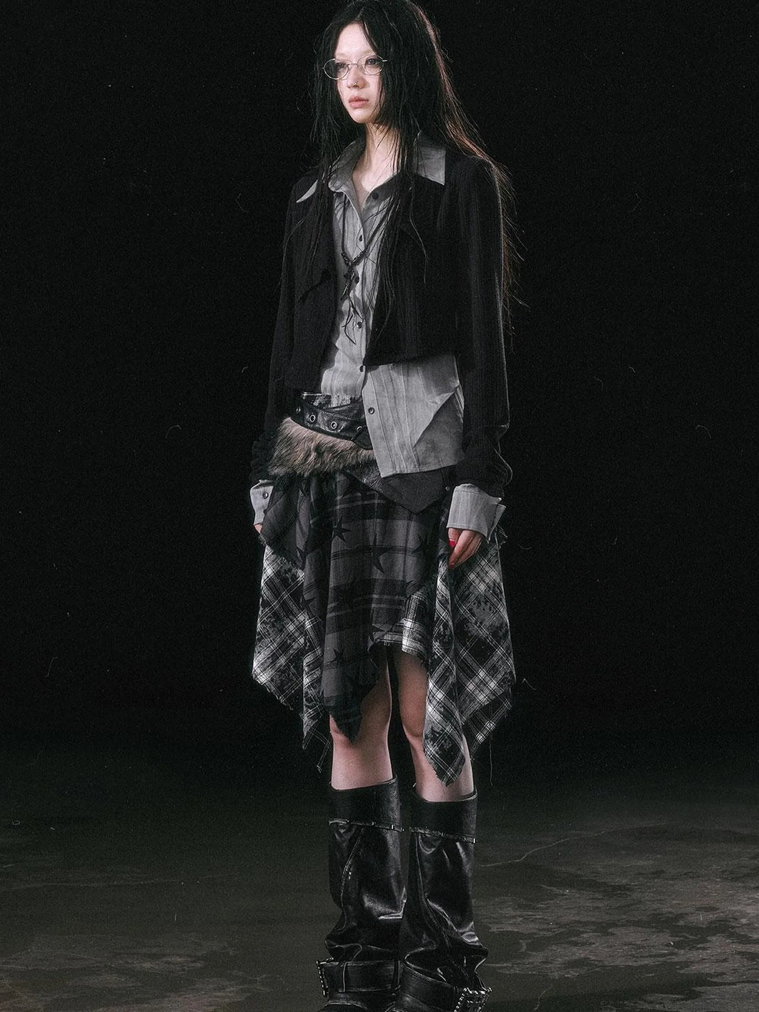 Contrast Patchwork Fake Two Layer Shirt