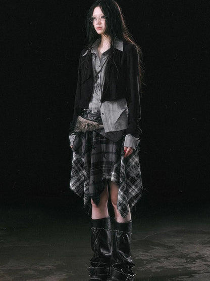 Contrast Patchwork Fake Two Layer Shirt