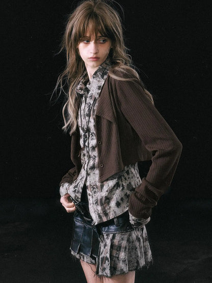 Contrast Patchwork Fake Two Layer Shirt