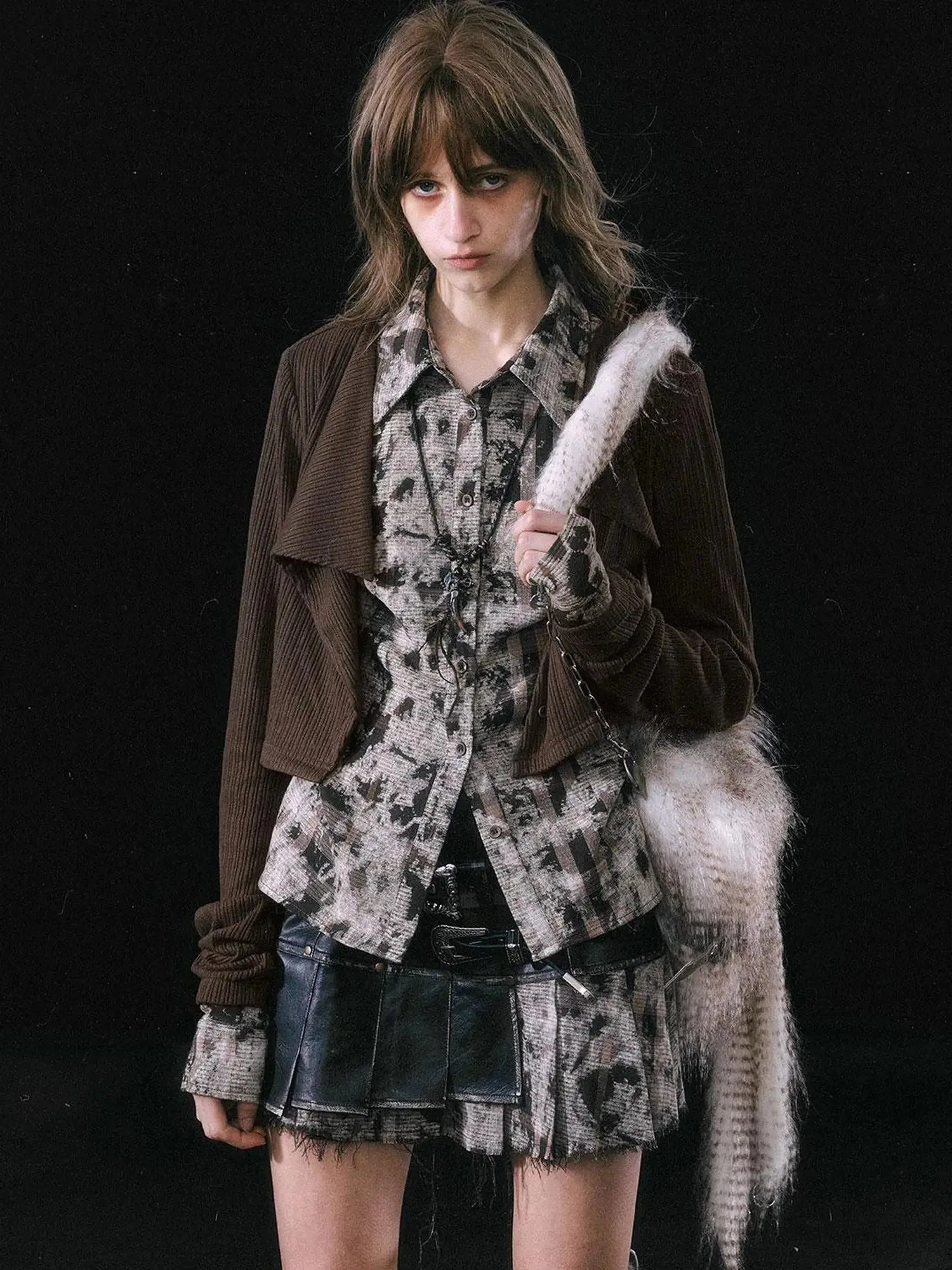 Contrast Patchwork Fake Two Layer Shirt