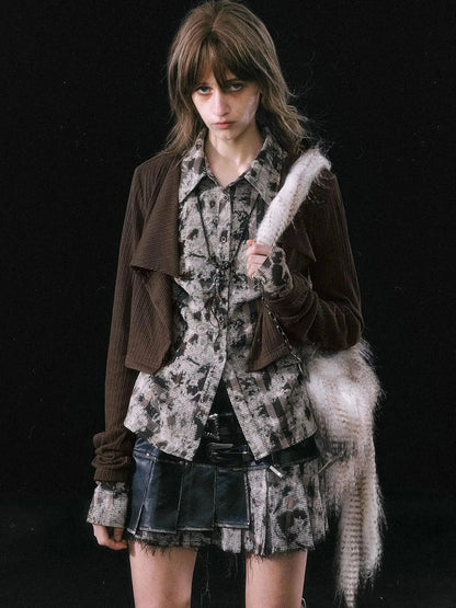 Contrast Patchwork Fake Two Layer Shirt