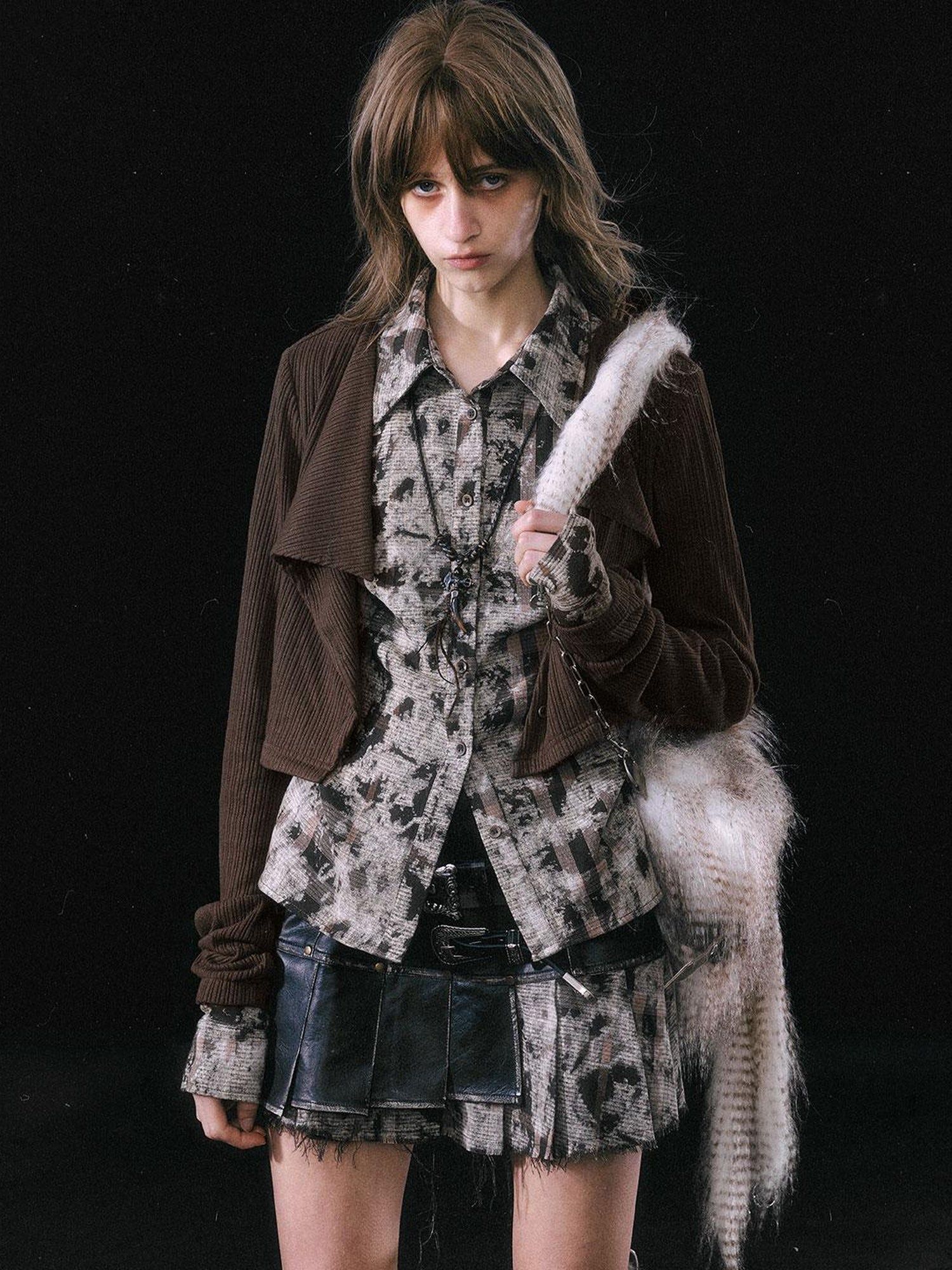 Update c Contrast Patchwork Fake Two Layer Shirt