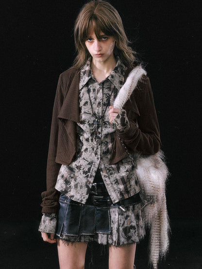 Update c Contrast Patchwork Fake Two Layer Shirt