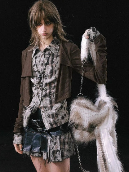 Contrast Patchwork Fake Two Layer Shirt