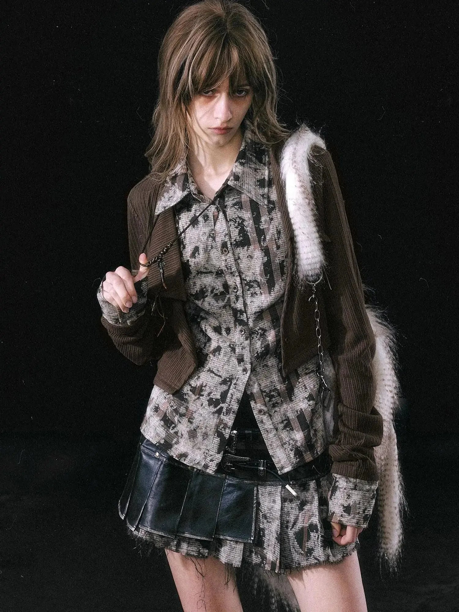 Contrast Patchwork Fake Two Layer Shirt