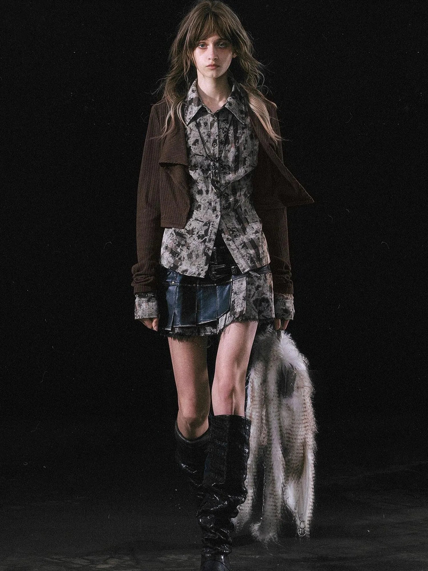 Contrast Patchwork Fake Two Layer Shirt