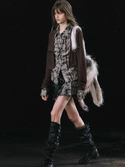 Contrast Patchwork Fake Two Layer Shirt