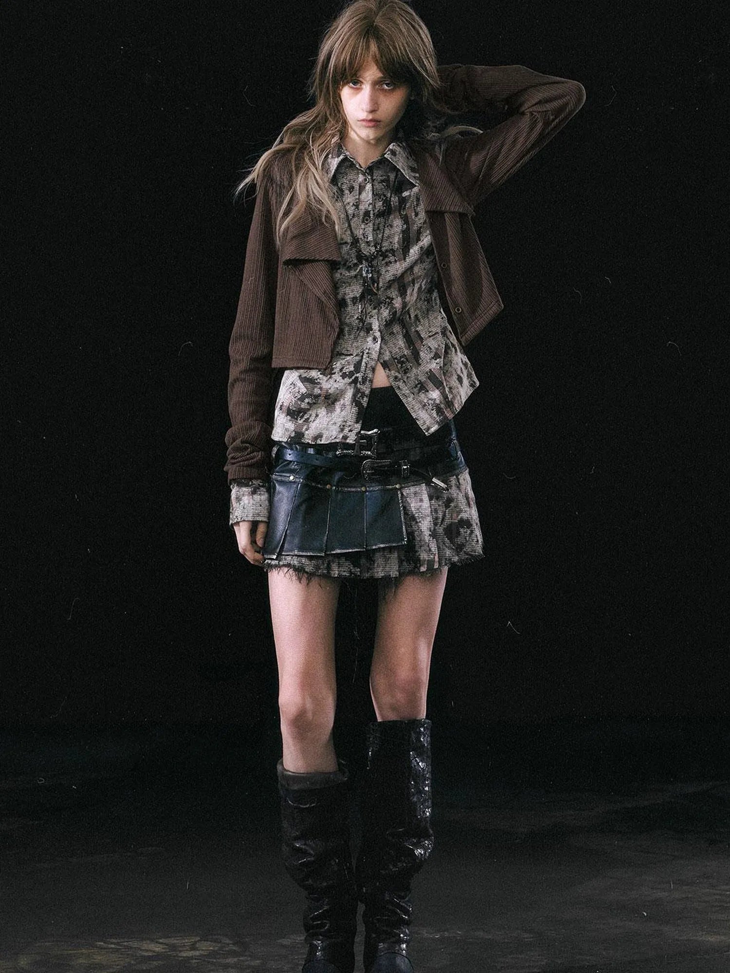 Contrast Patchwork Fake Two Layer Shirt