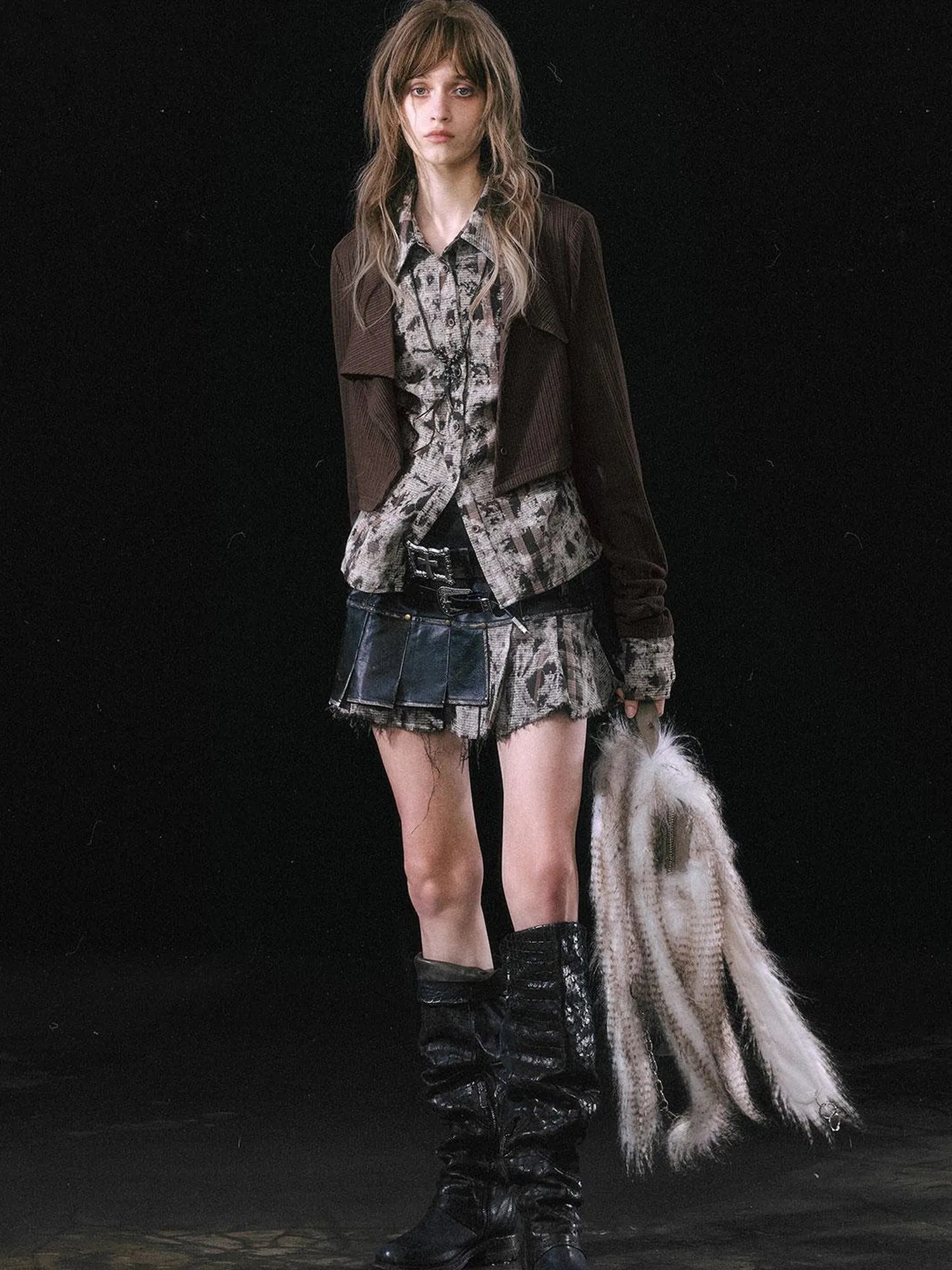 Contrast Patchwork Fake Two Layer Shirt