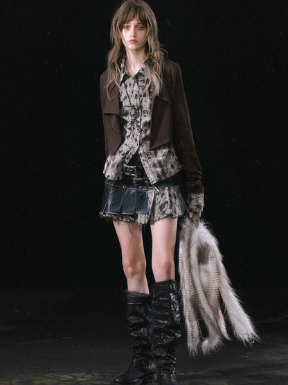 Contrast Patchwork Fake Two Layer Shirt