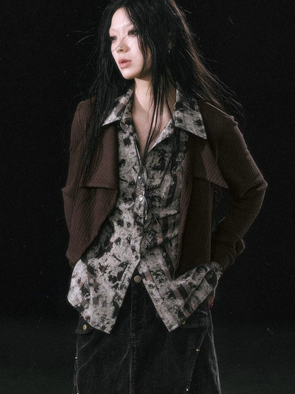 Contrast Patchwork Fake Two Layer Shirt