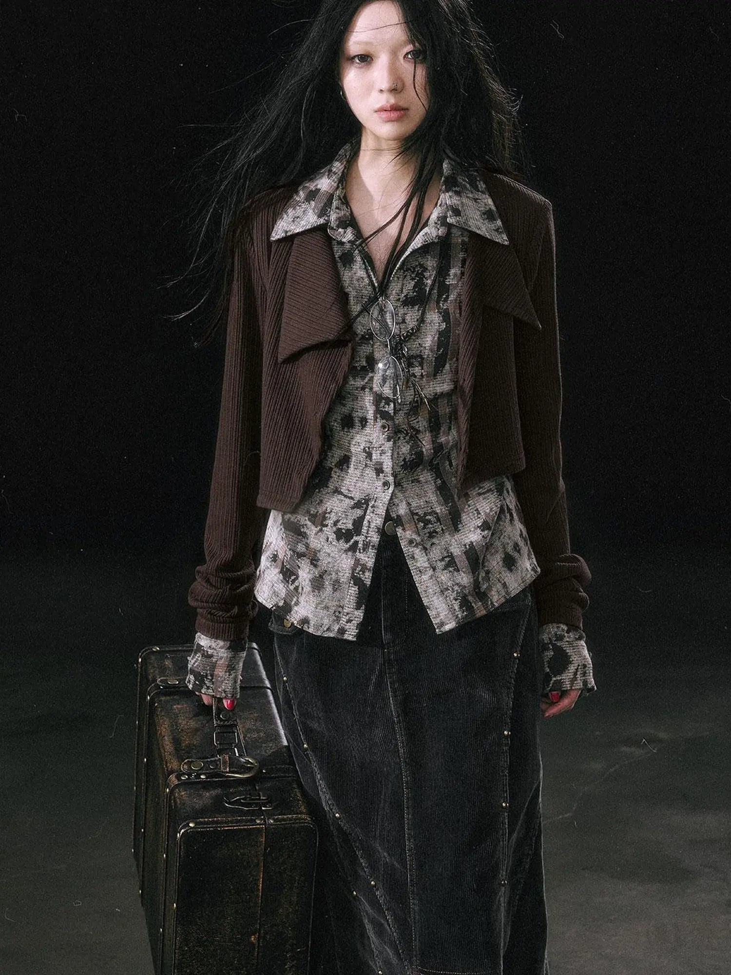 Contrast Patchwork Fake Two Layer Shirt