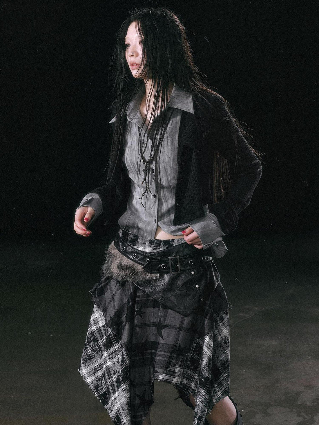 Update c Contrast Patchwork Fake Two Layer Shirt