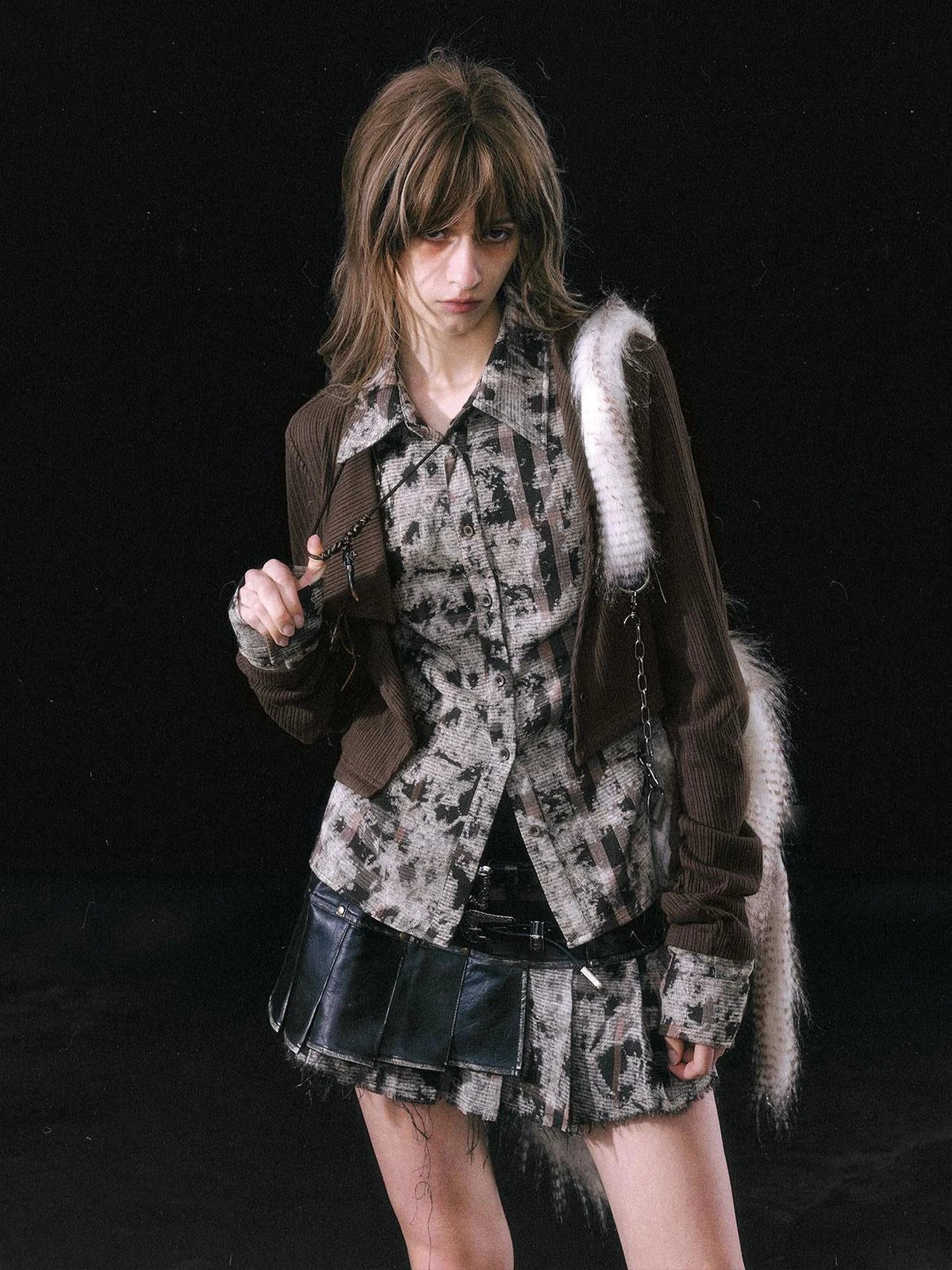 Contrast Patchwork Fake Two Layer Shirt