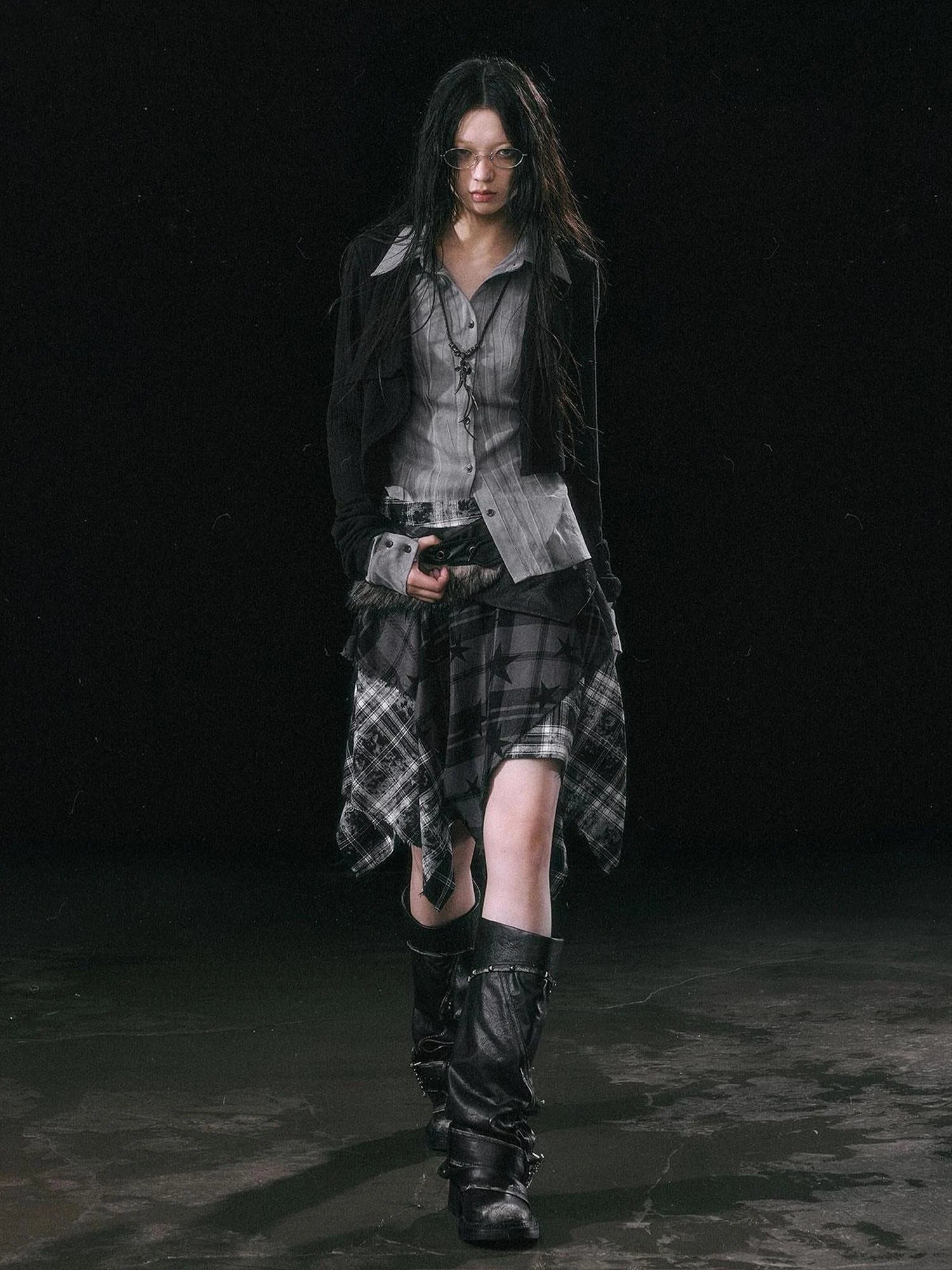 Contrast Patchwork Fake Two Layer Shirt