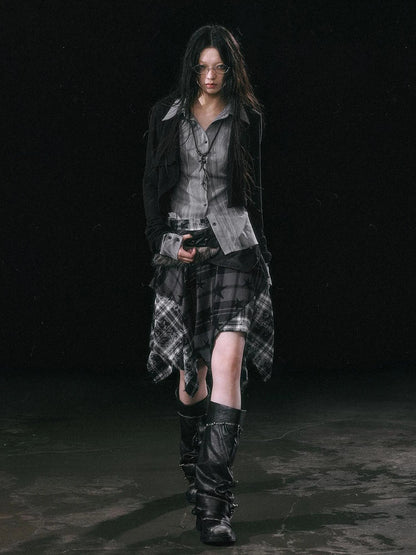 Contrast Patchwork Fake Two Layer Shirt