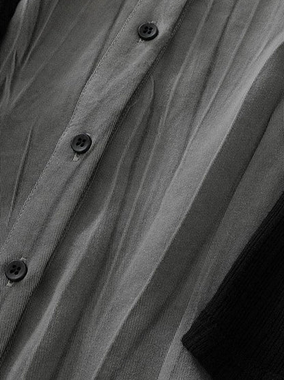 Contrast Patchwork Fake Two Layer Shirt