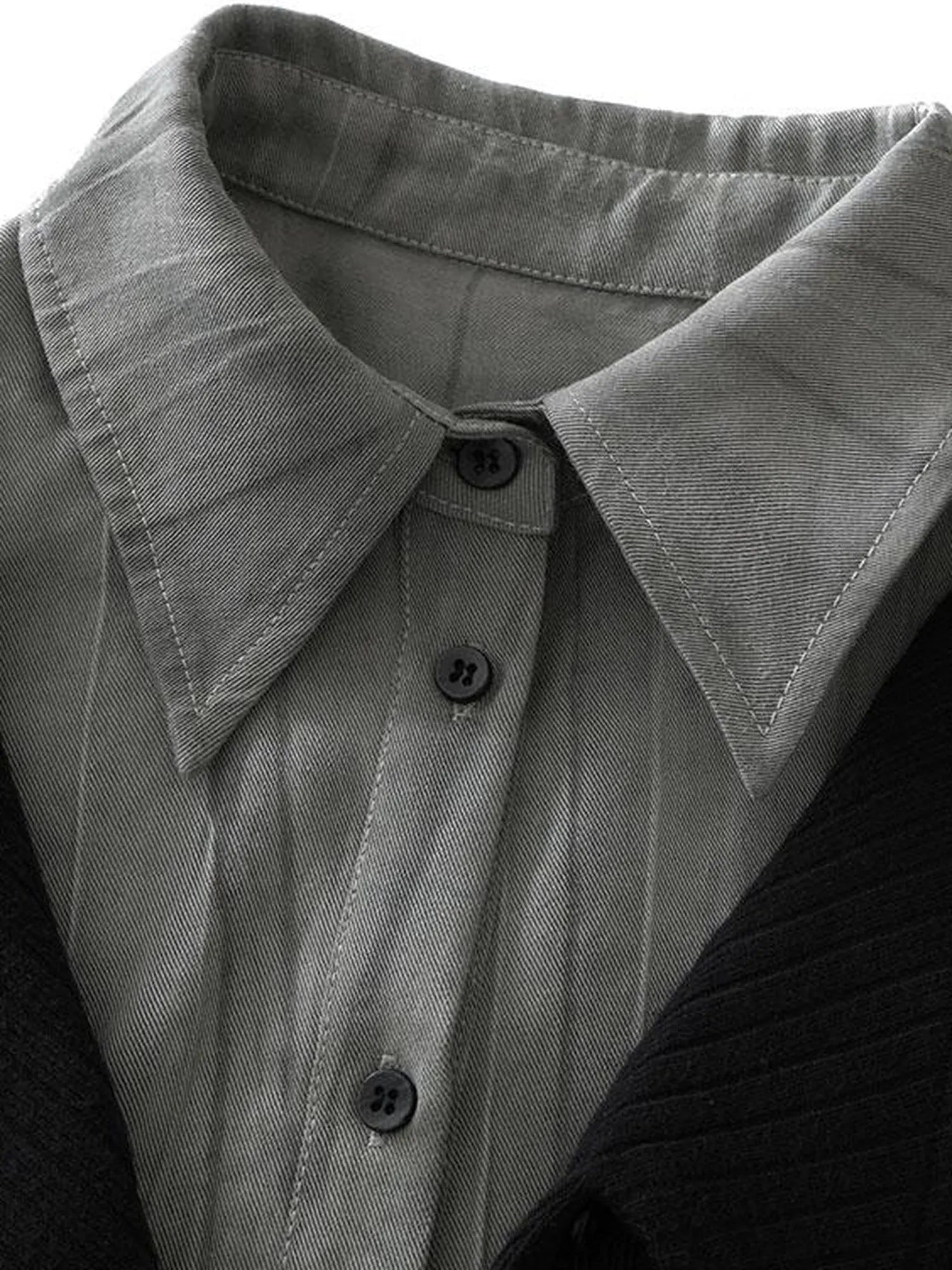 Contrast Patchwork Fake Two Layer Shirt
