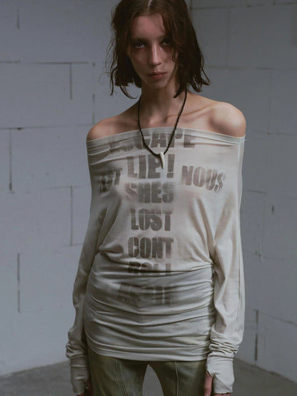 Cross Print Rayon Batwing Long Sleeve Tee