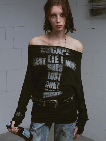 Update c Cross Print Rayon Batwing Long Sleeve Tee