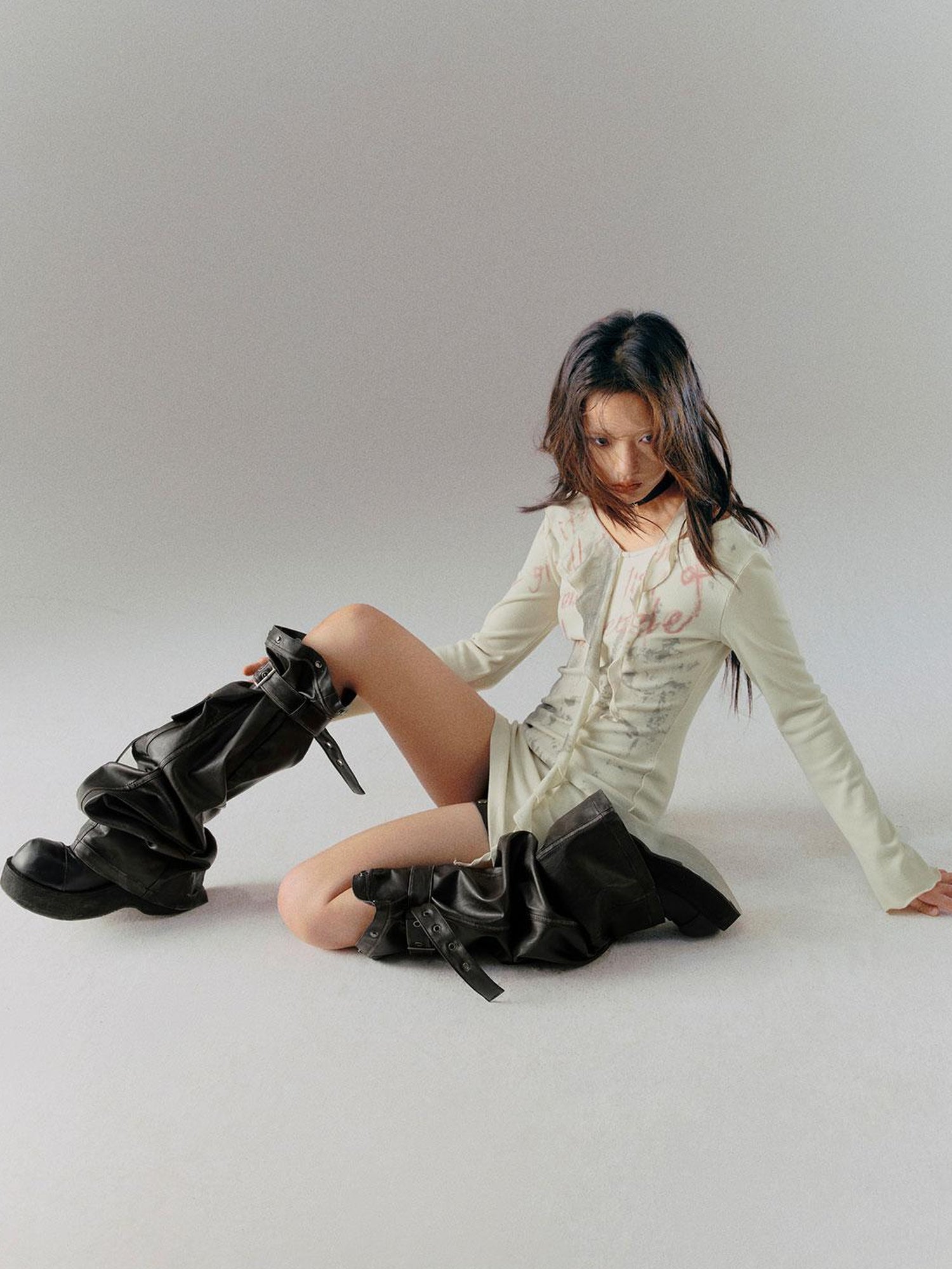 c Deconstructed Vintage Rub Off Leather Pants