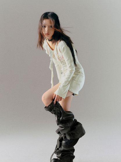 c Deconstructed Vintage Rub Off Leather Pants