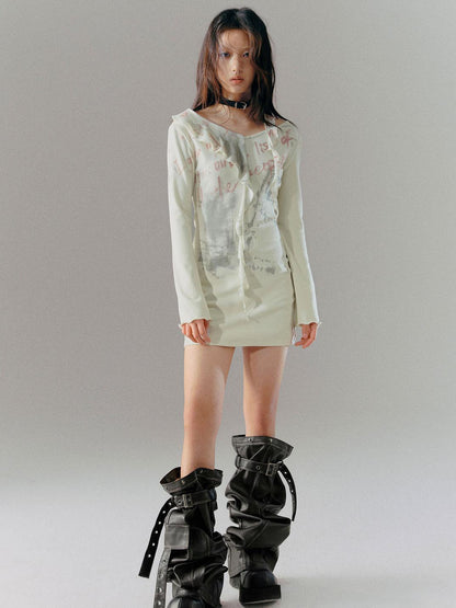 c Deconstructed Vintage Rub Off Leather Pants