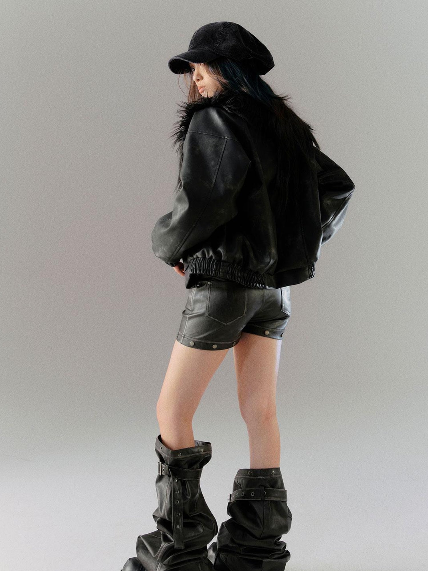 c Deconstructed Vintage Rub Off Leather Pants