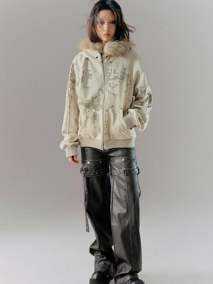 c Deconstructed Vintage Rub Off Leather Pants