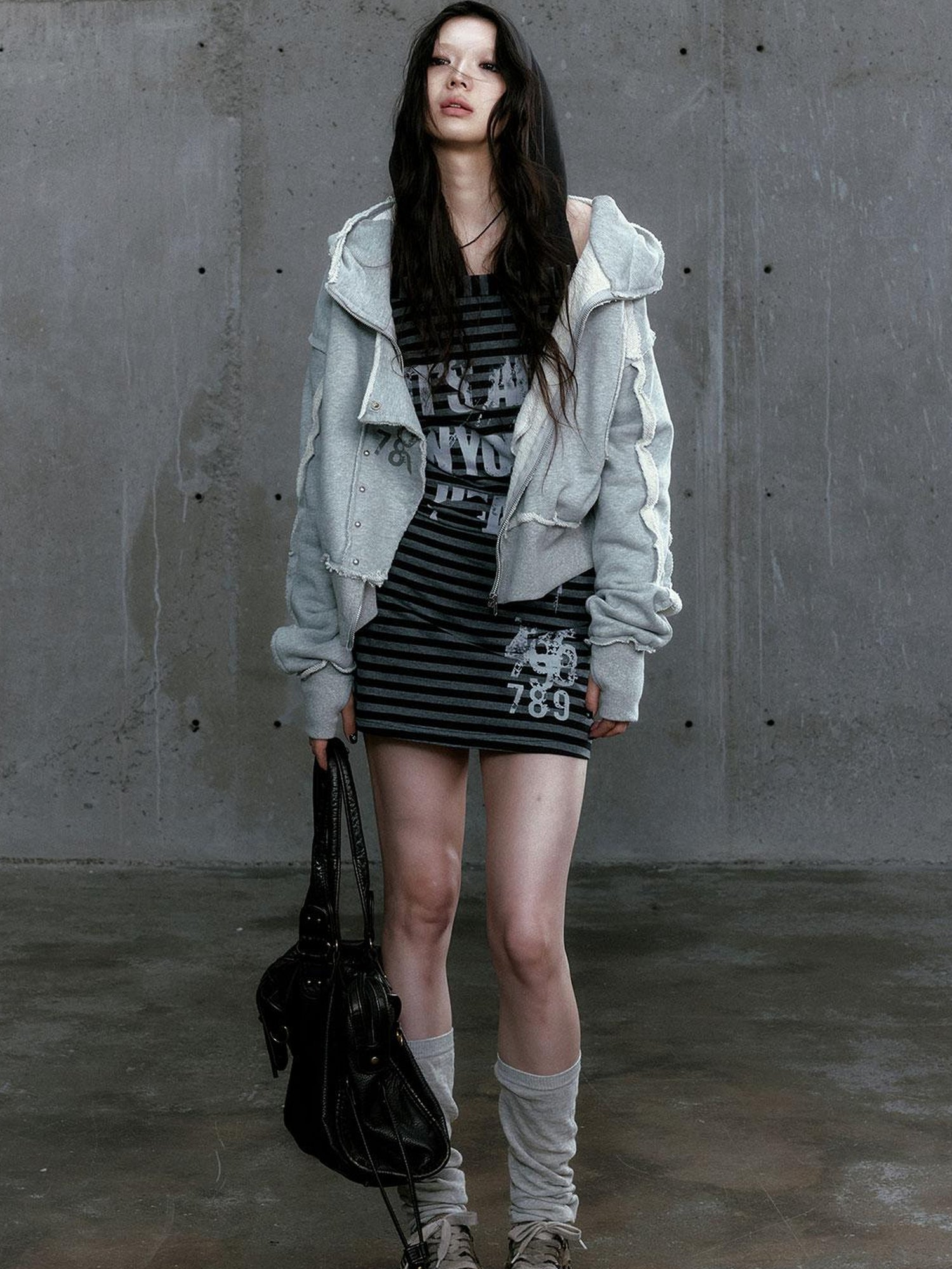 c Distressed Digital Print Hooded Sweatshirt