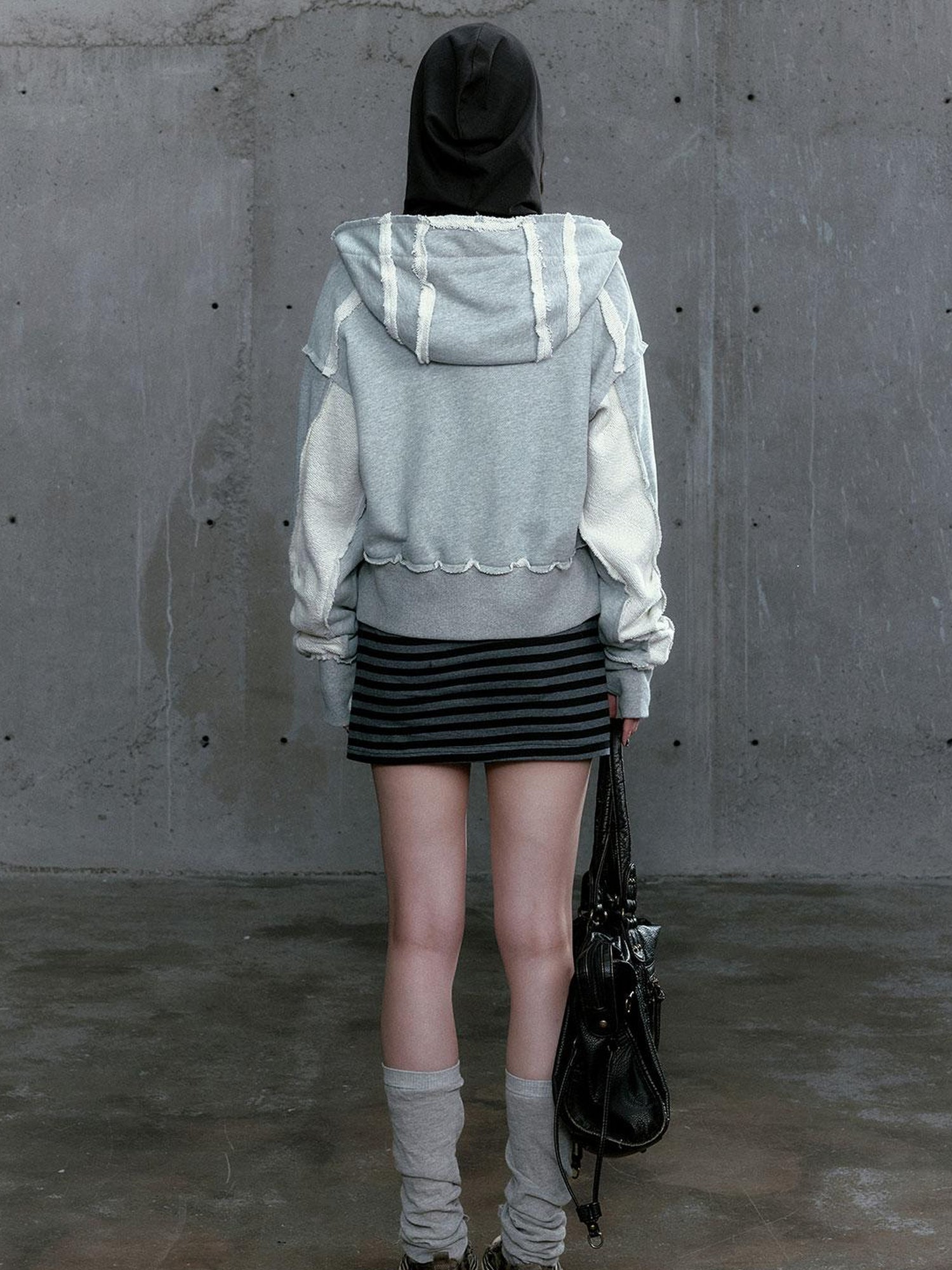c Distressed Digital Print Hooded Sweatshirt