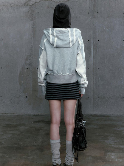 c Distressed Digital Print Hooded Sweatshirt