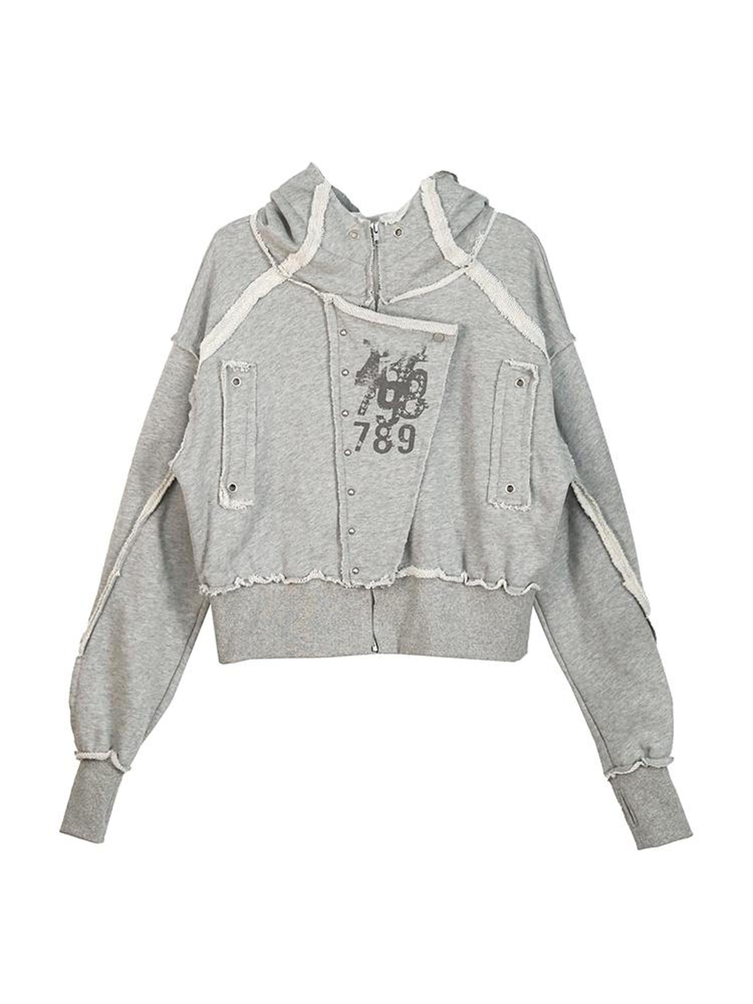 c Distressed Digital Print Hooded Sweatshirt