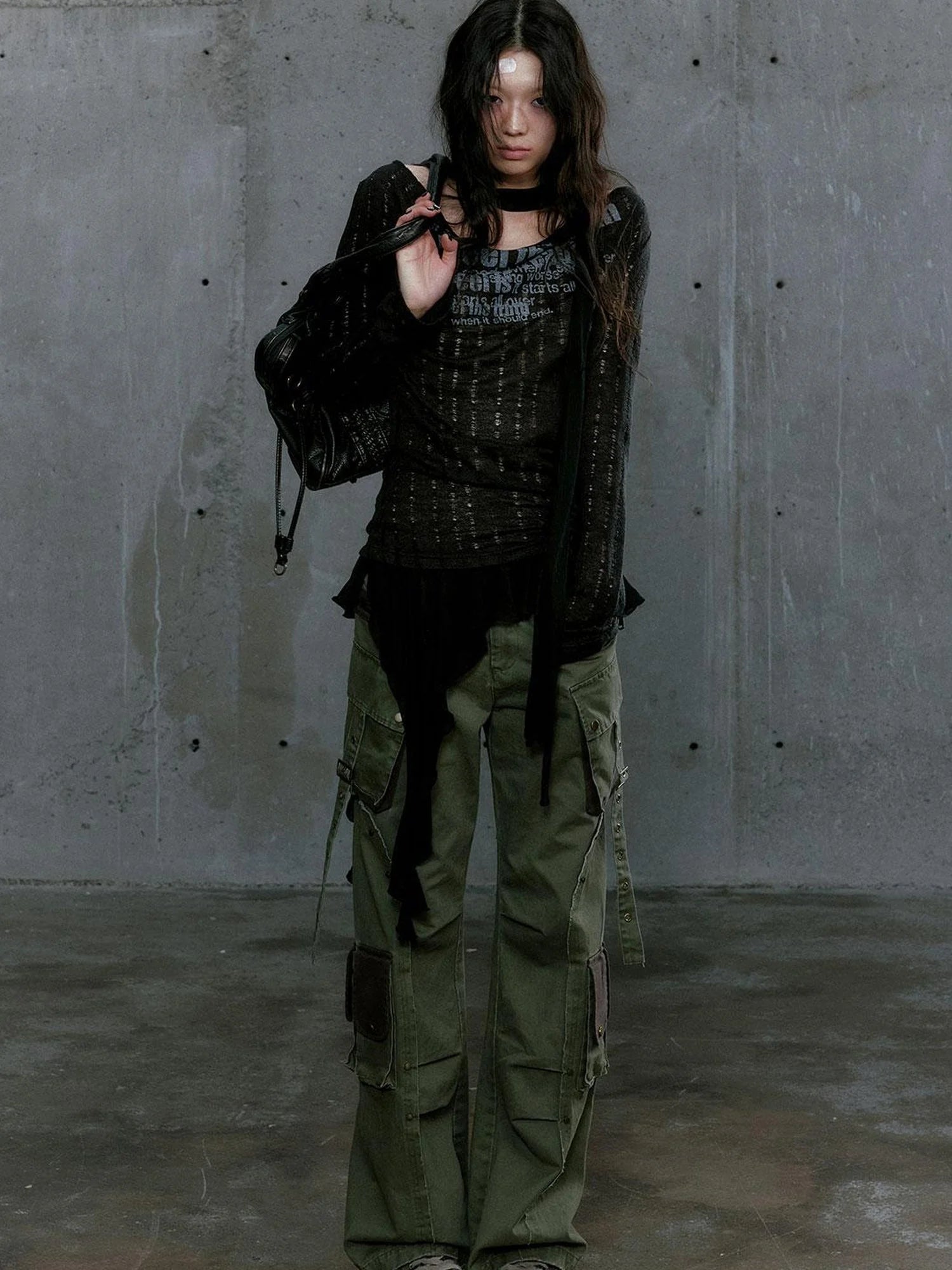 Graffiti Swing Collar Peplum Print Knit Top